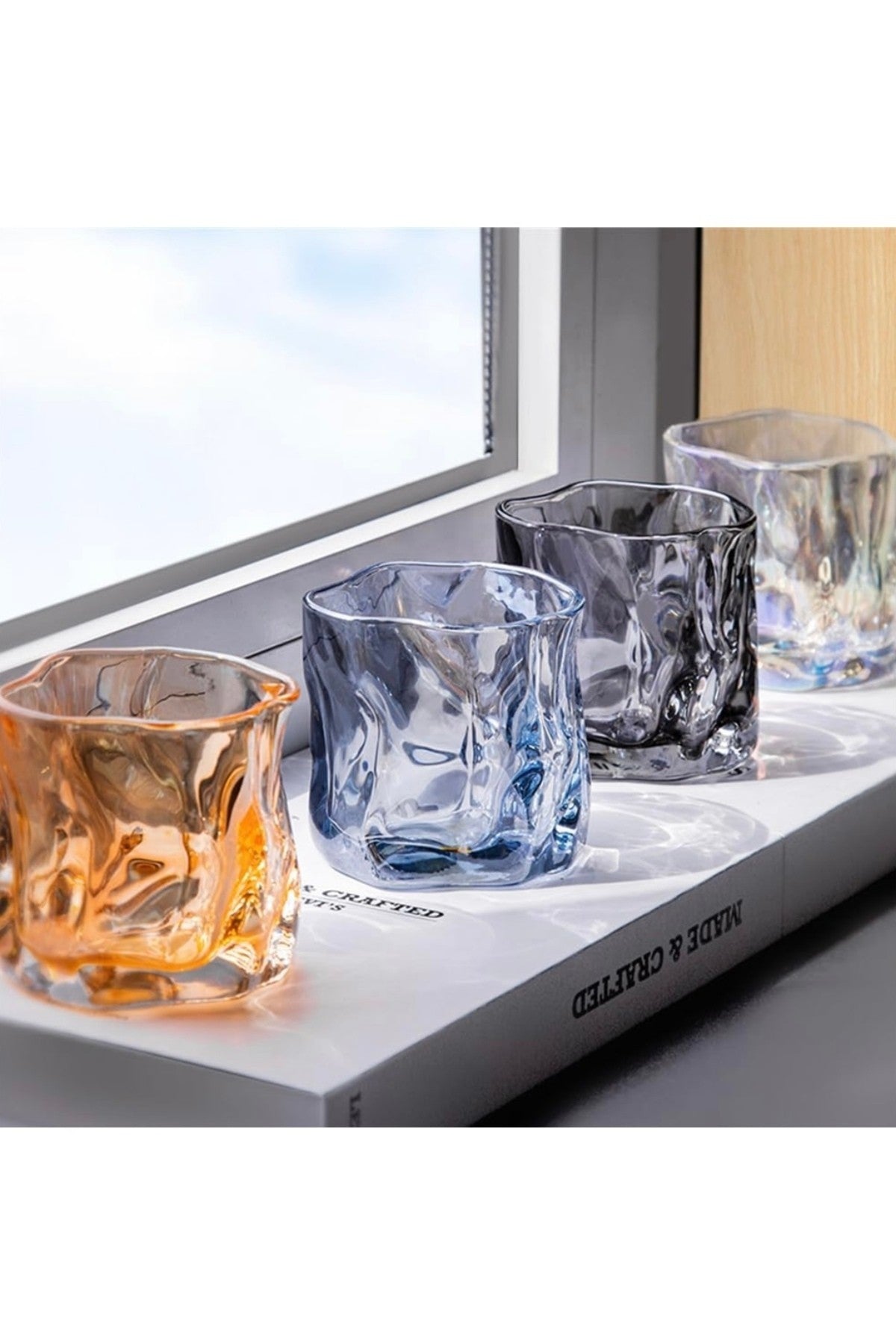 1 Adet 200 ml Adet Dalgalanma Şekilli Şeffaf Cam Bardak Buzlu Kahve Kokteyl Bardağı