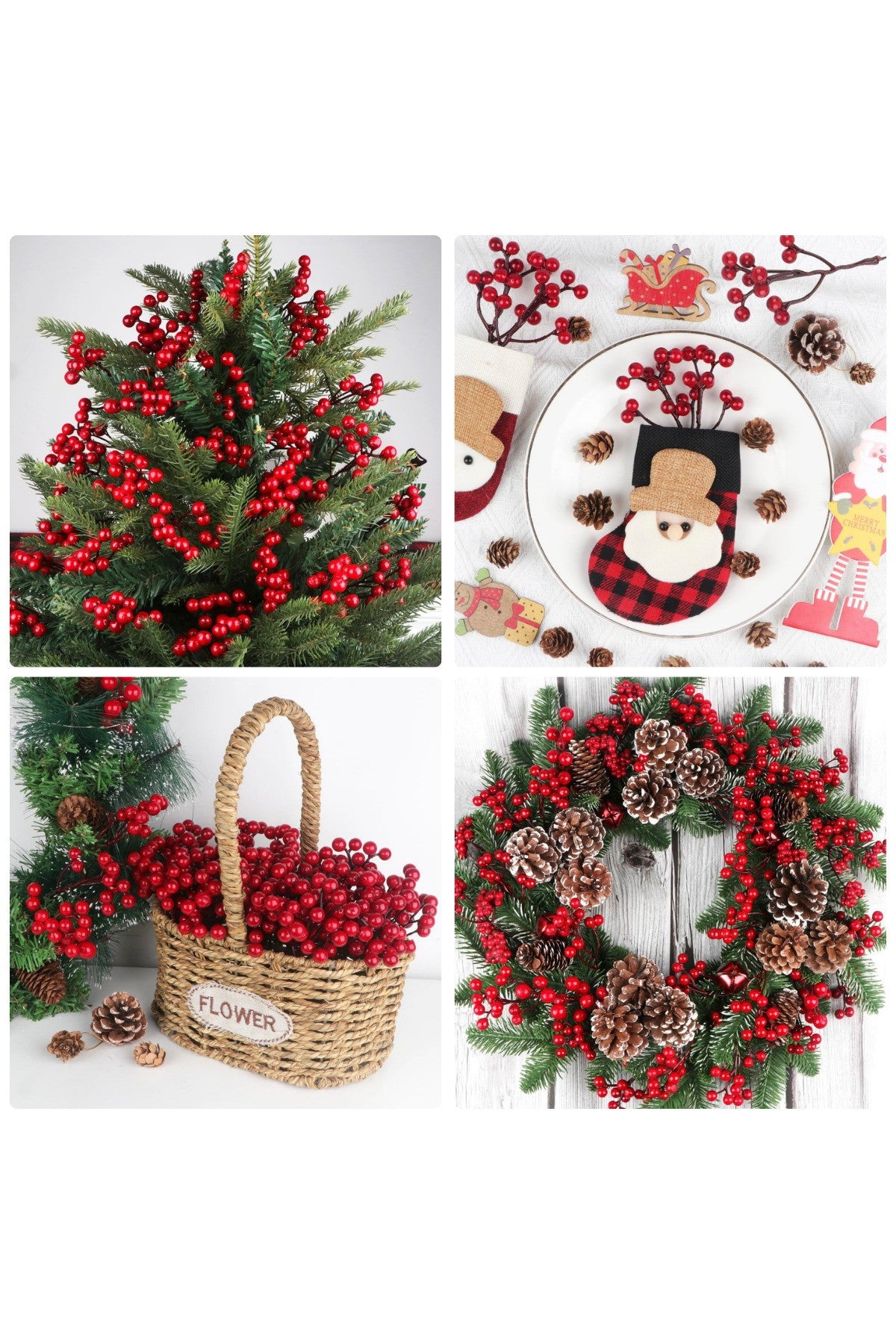 2 Adet 18 cm Kokina Red Berry Yılbaşı Süsü Yılbaşı Uğuru T-105