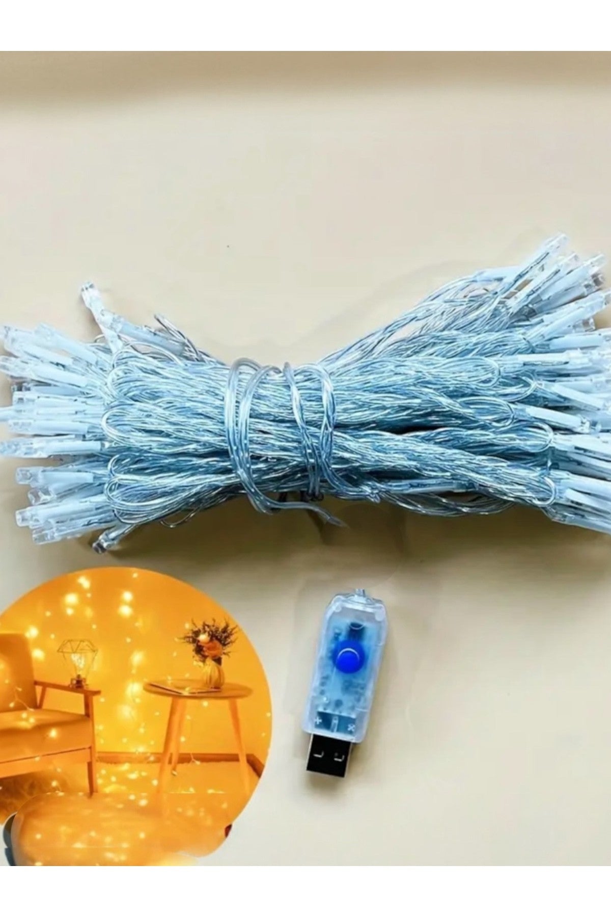 5 m ve 50 Ledli Yılbaşı Led Günışığı Usb Girişli Noel Dekorasyon Üç Kademeli
