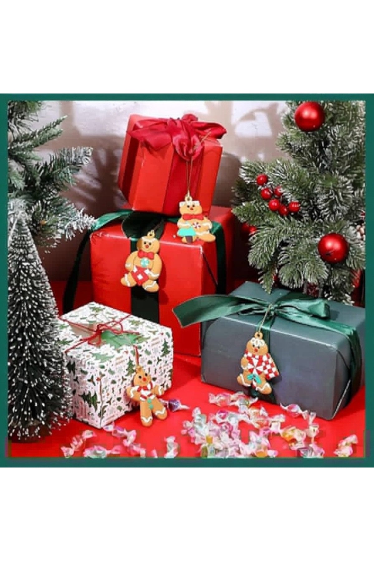 4.5-5 cm Mini Noel Süsleri 3’lü Kurabiye Adam Yılbaşı Ağacı Süsü Gingerbread Dekoratif Ornament