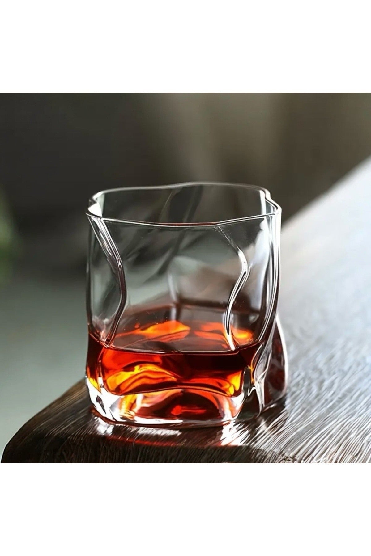 1 Adet Beyaz İrregular İskandinav Tarzı Bükülme Cam Viski, Kokteyl, Bourbon Sunum 236ml