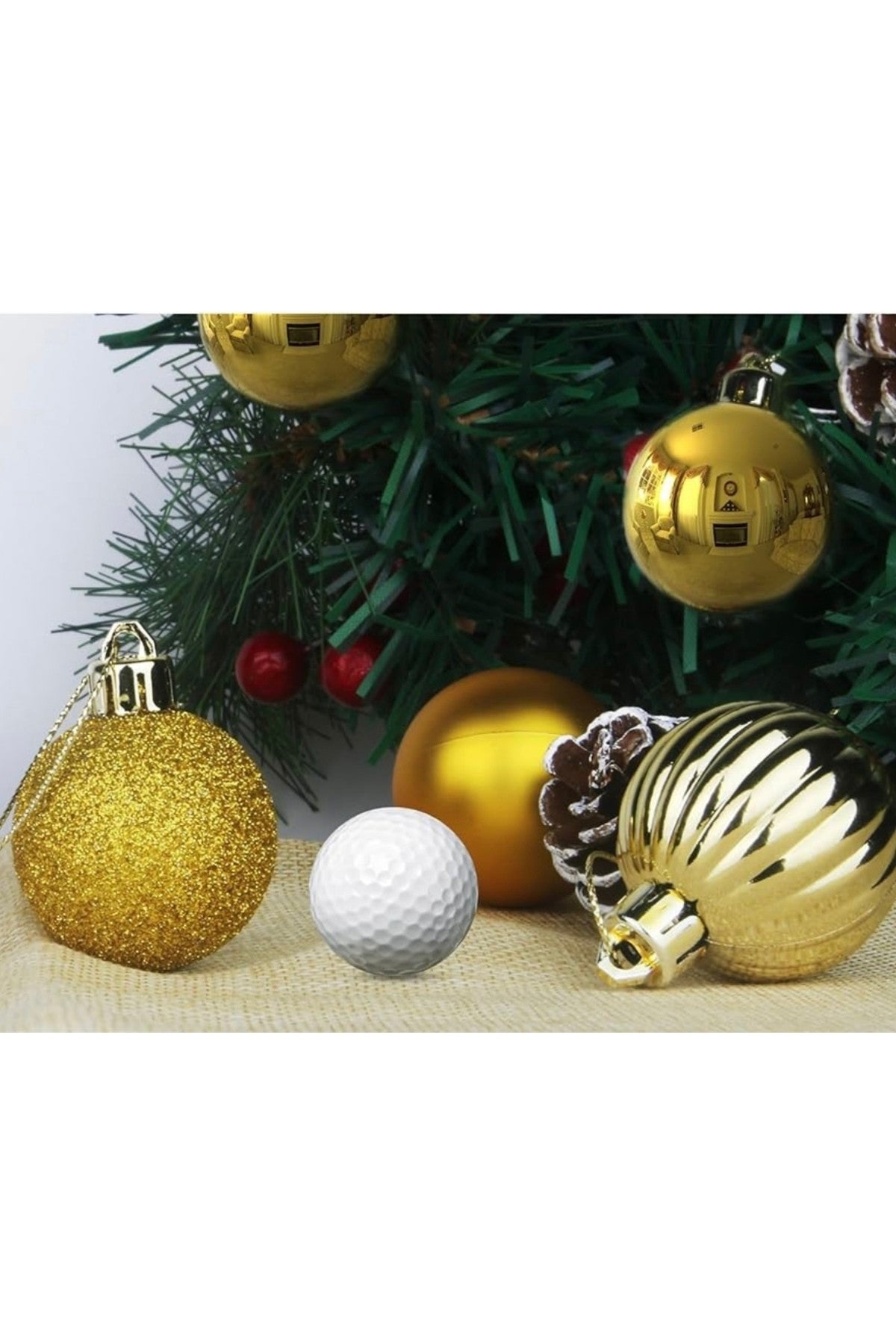 6 Adet Gold 5 Cm Yılbaşı Topu, Noel Topu, Çam Ağacı Topu, Süs Topu T-46