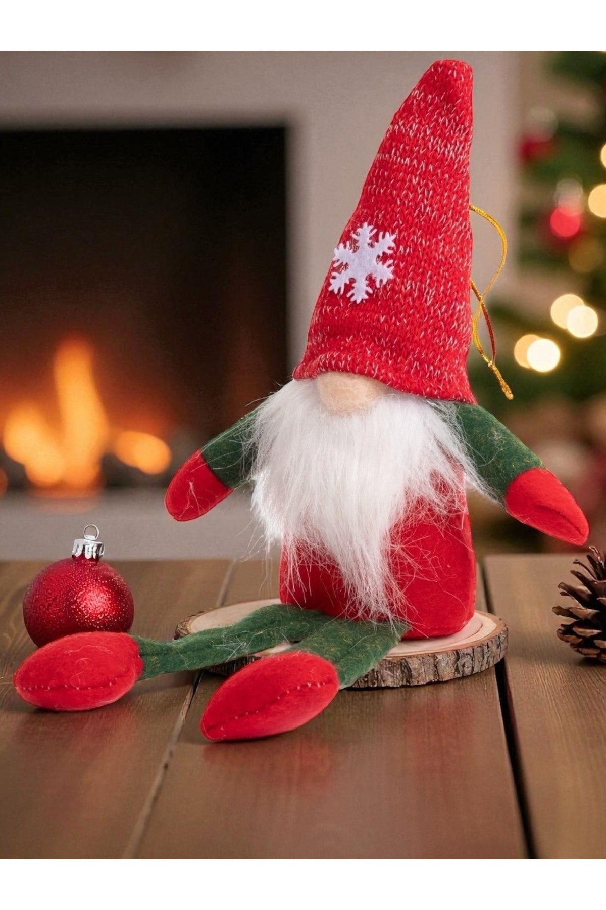 35 cm Uzun Bacaklı Gnome İskandinav Şans Cücesi Yılbaşı Süsü Dekorasyon