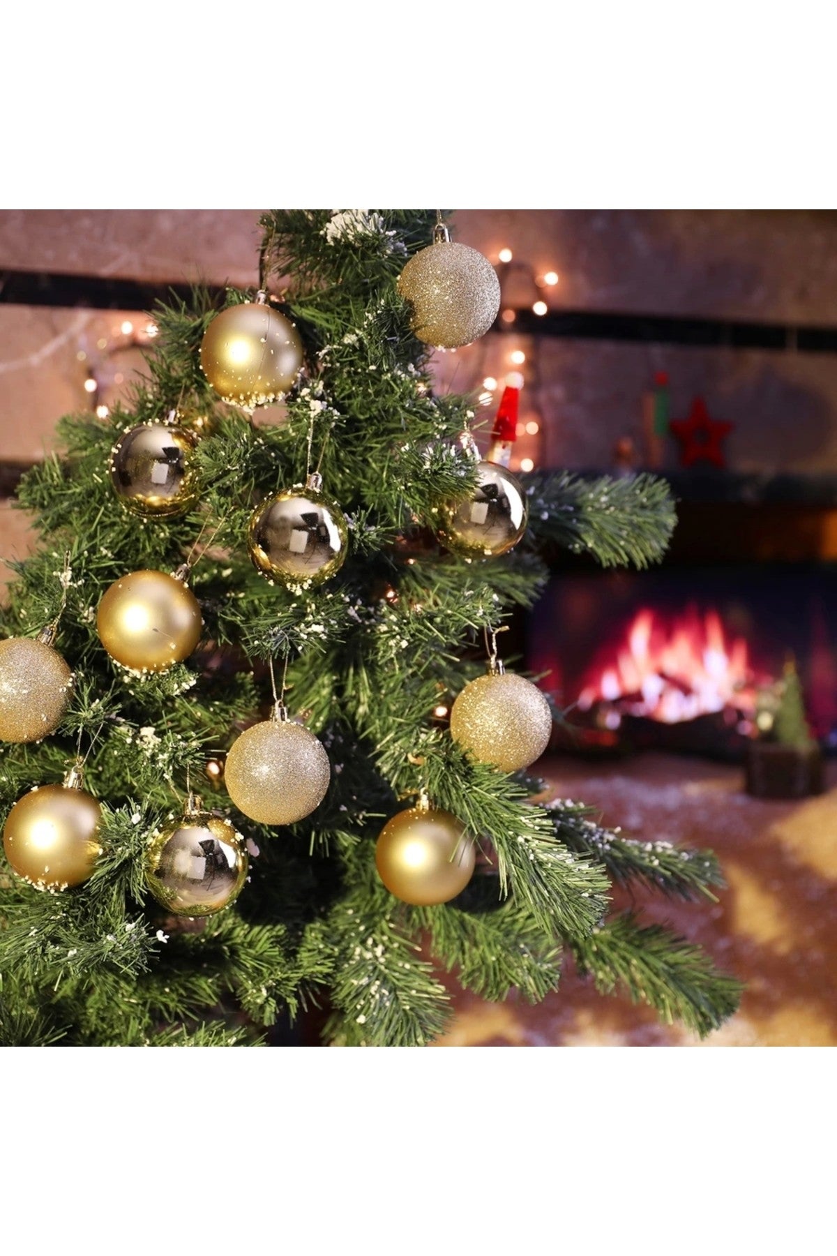 12'li Gold 5 Cm Yılbaşı Topu, Noel Topu,çam Ağacı Topu, Süs Topu