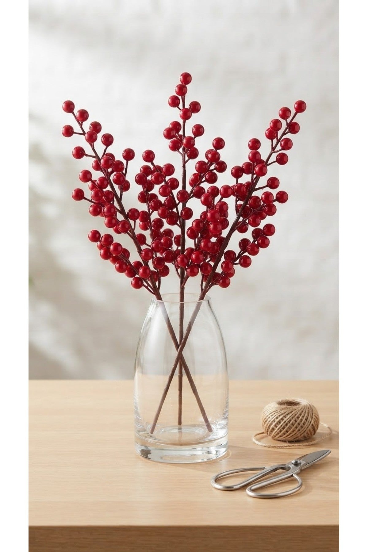 1 Adet 70 cm Büyük Boy El Yapımı Uğur Kokina Red Berry Yılbaşı Süsü Süs t1151