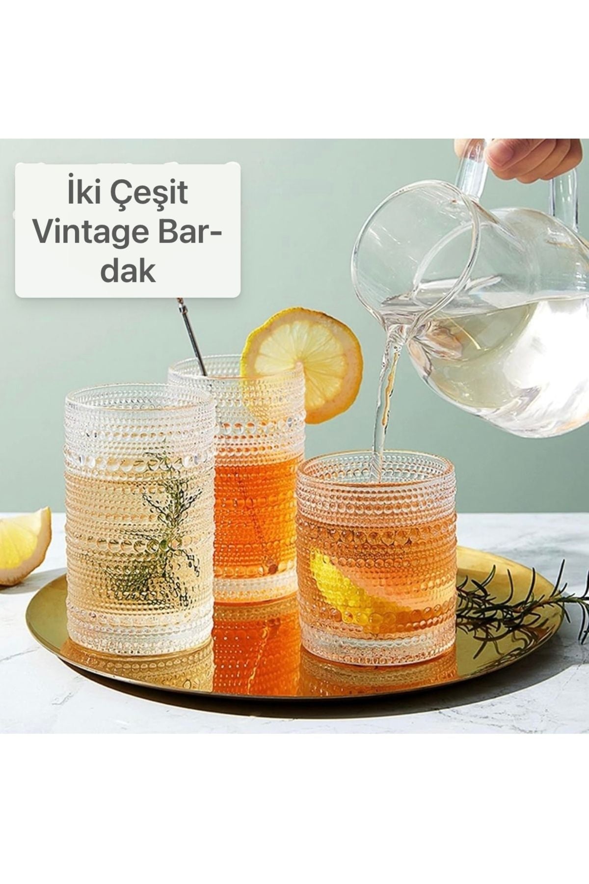 Yenigeldi 2 Adet 330ml Vintage Hobnail Bardak Antika Boncuk Kabartmalı KahveViski y36