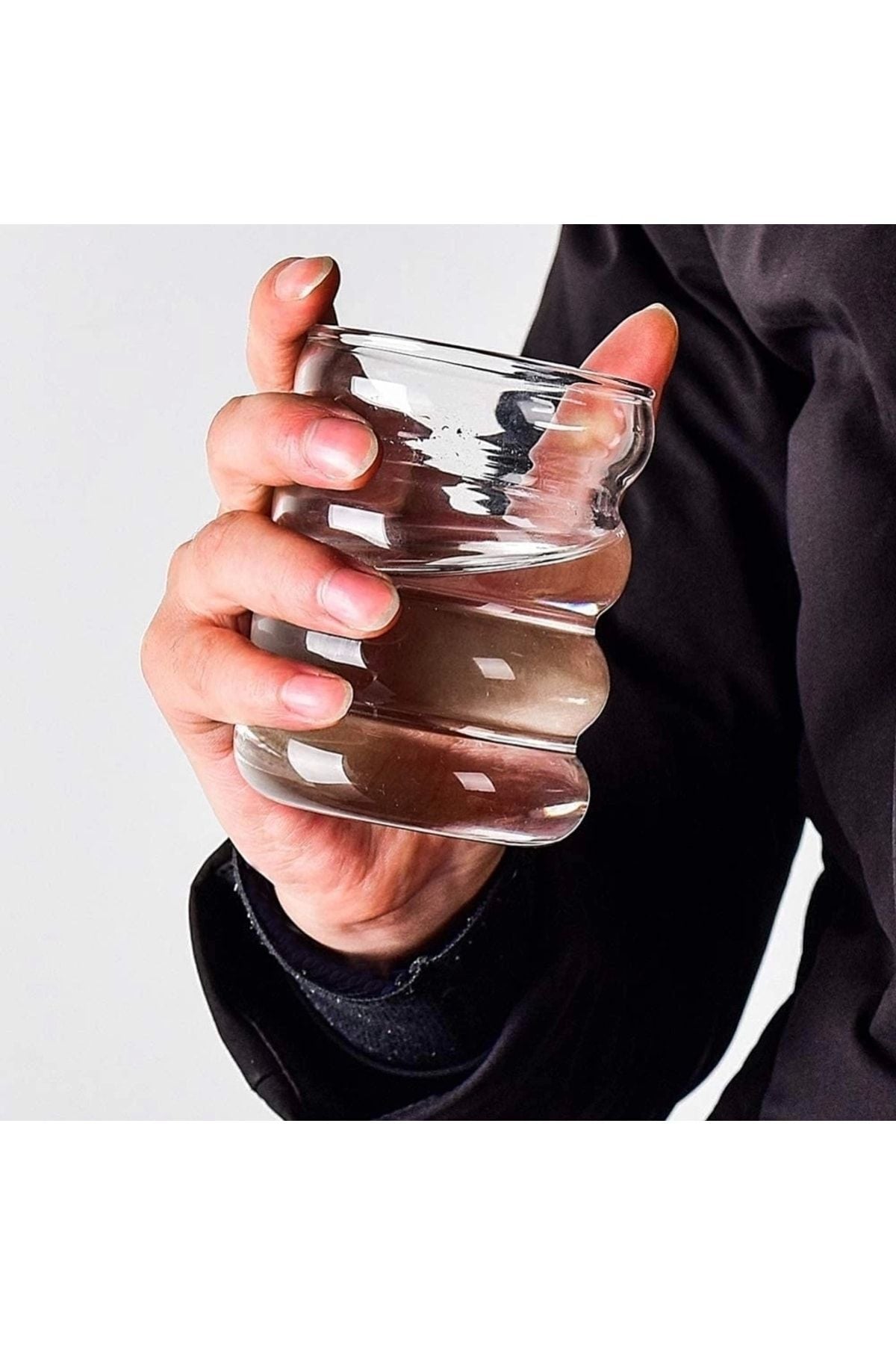 Yenigeldi Ripple Boğumlu Bardak Isıya Dayanıklı Borosilikat Kahve Çay Bubble Tea Viski Bardağı