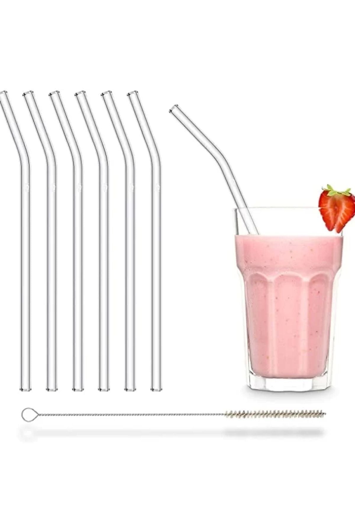 6'lı 9mm. 20cm Boyunda Cam Pipet, 1 Adet Pipet Temizleme Fırçası Ve 1 Adet Pipet Kapağı Seti