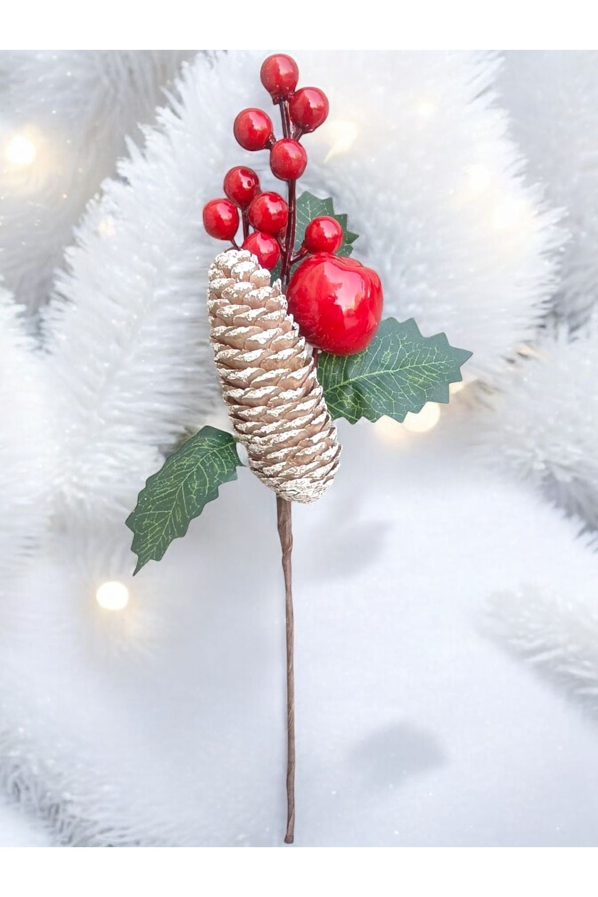 Yenigeldi Yılbaşı Yapay Meyve Dalları Noel Ağacı Dekorasyonu için, Red Berry Kırmızı Meyve Sapları t1191