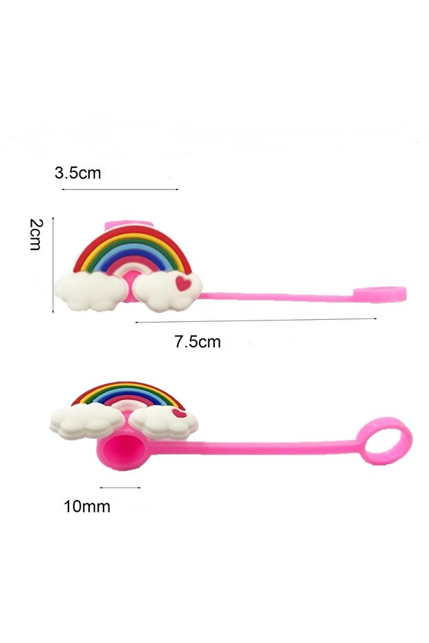 Yenigeldi Sevimli Gökkuşağı 10mm Pipet Koruyucu - Silikon Pipet Tıpası, Kapağı ve Başlığı