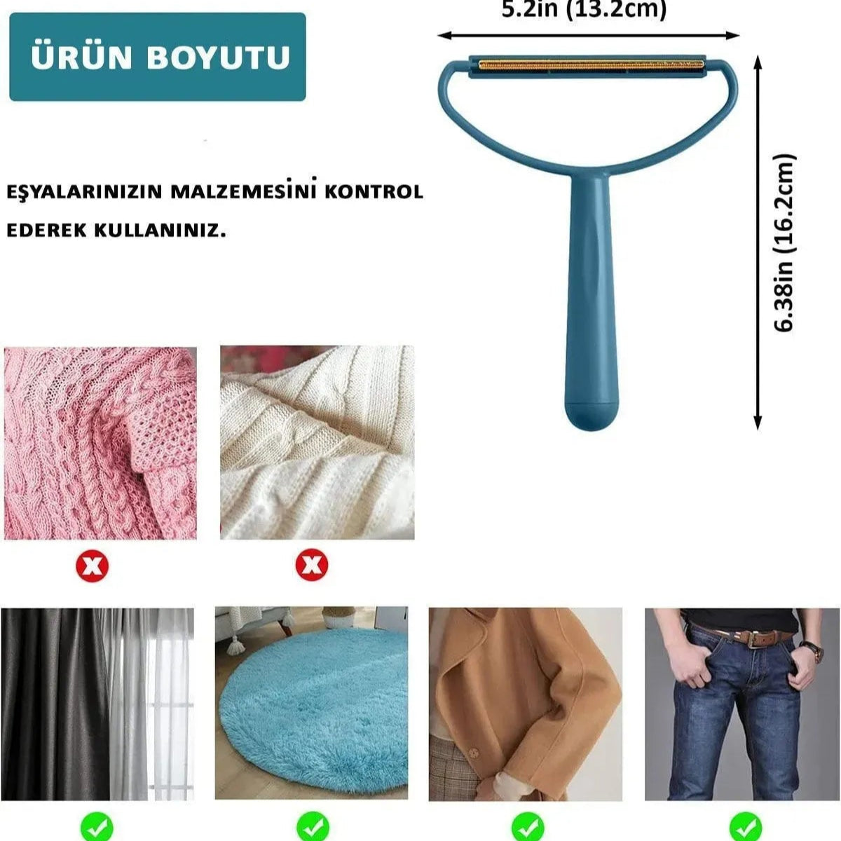 Çift Taraflı Elbise Tiftik Tüy Toparlayıcı Tarağı