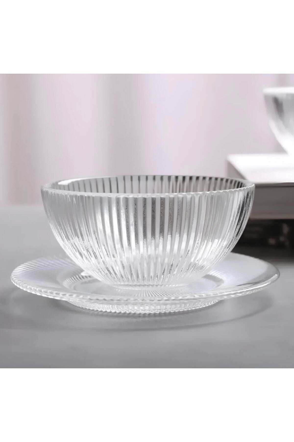 Yenigeldi 6 Adet Cam Meyve Kasesi ve 6 Adet Cam Pasta Tabağı