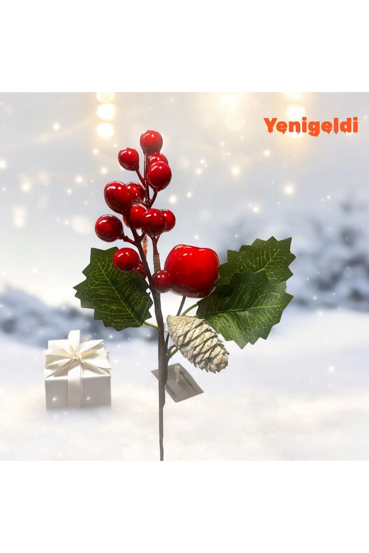 Yenigeldi Yılbaşı Yapay Meyve Dalları Noel Ağacı Dekorasyonu için, Red Berry Kırmızı Meyve Sapları t1191