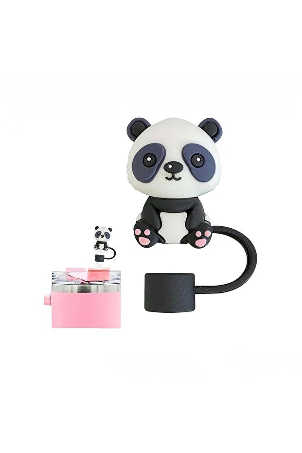Yenigeldi Panda Figürlü 10mm Silikon Pipet Kapağı - Termos Pipet Koruyucu Tıpası ve Başlığı