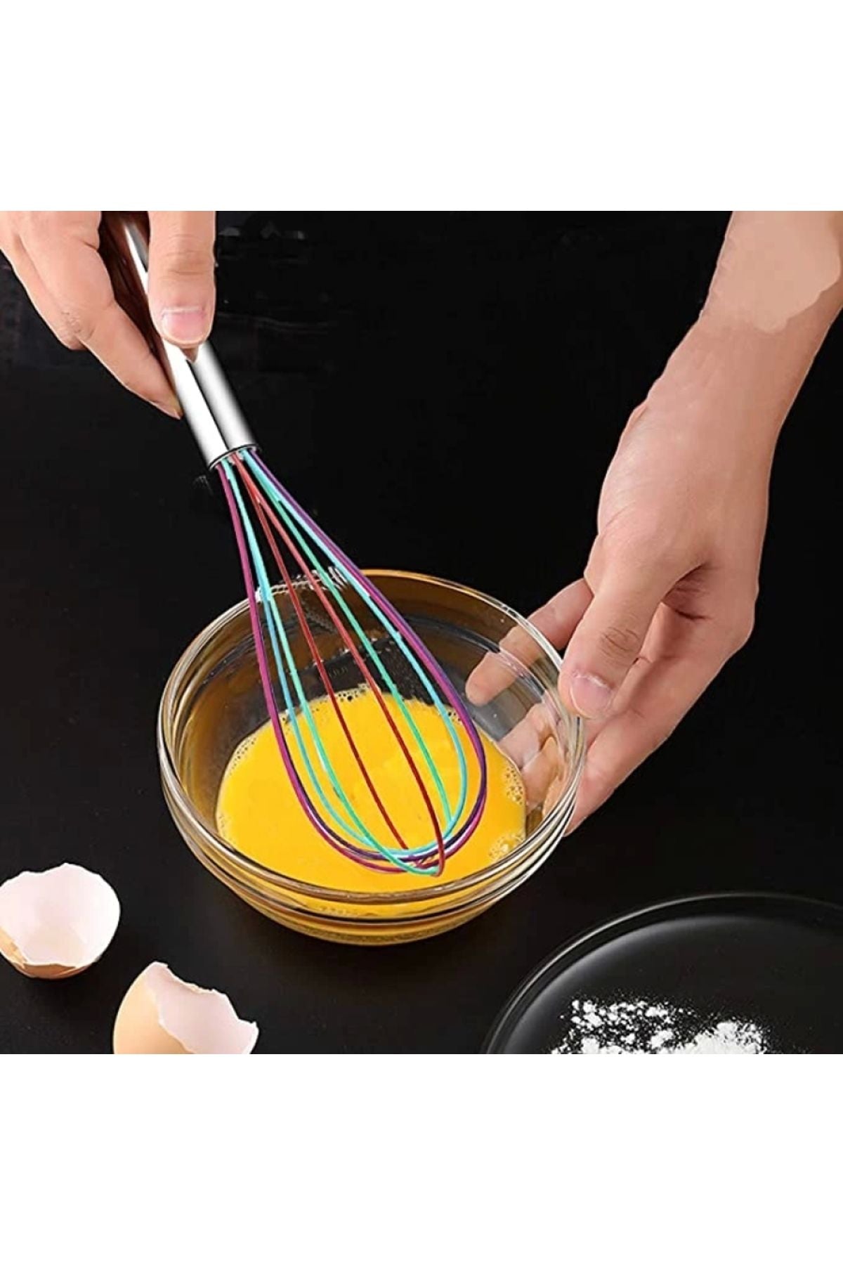 Yenigeldi 1 Adet Renkli Silikon Yapışmaz Çırpıcı Pratik Yumurta Çırpıcı Yemek Pişirmek İçin (29 CM)