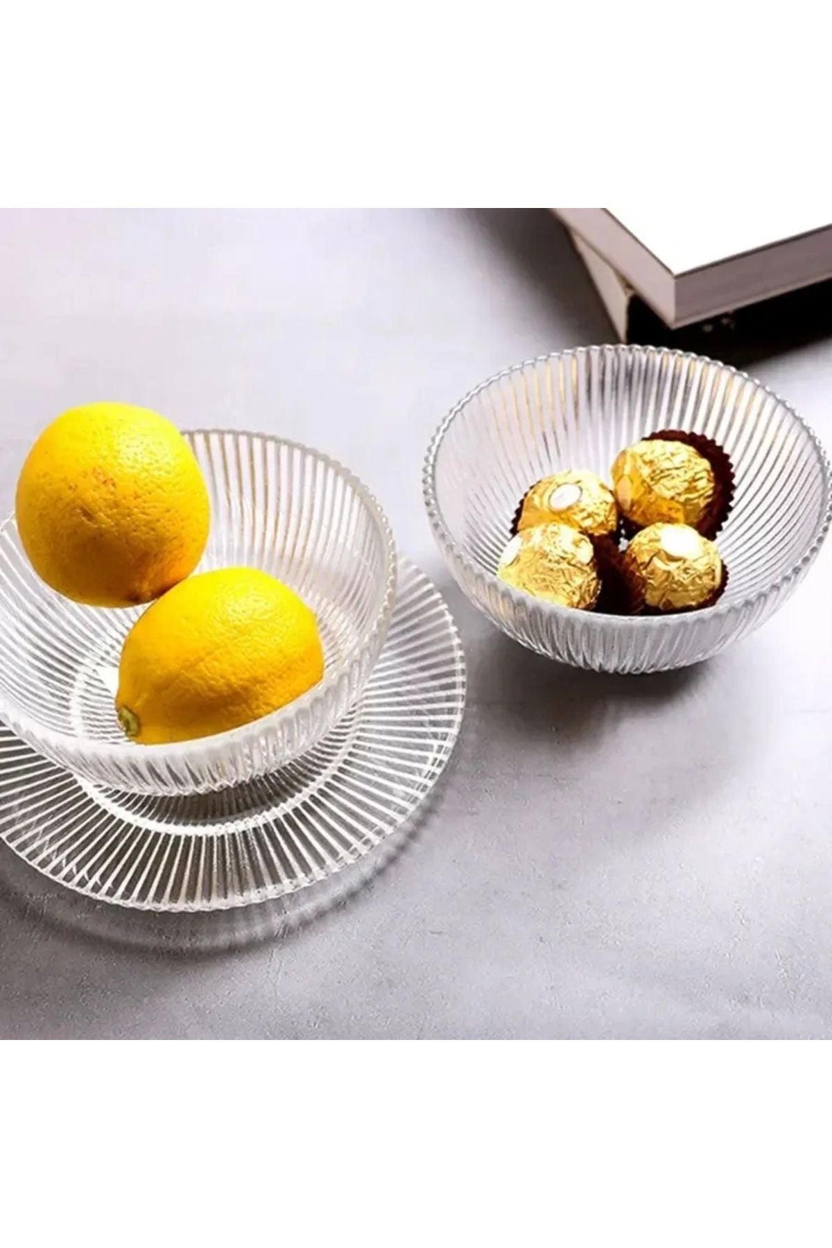 Yenigeldi 2 Adet Cam Meyve Kasesi ve 2 Adet Cam Pasta Tabağı