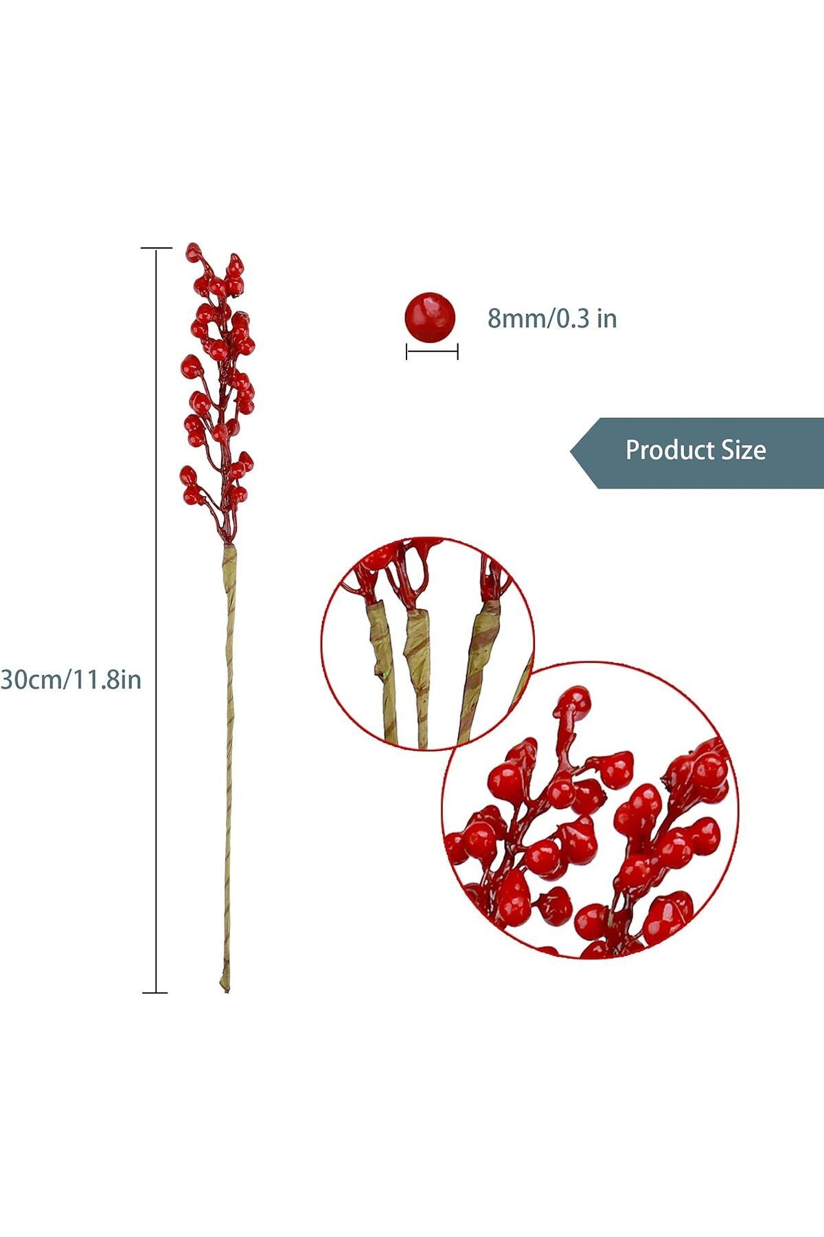 Yenigeldi 10 adet El Yapımı Kokina Red Berry Yılbaşı Süs , Ev Parti Kış Noel Yılbaşı Süsü