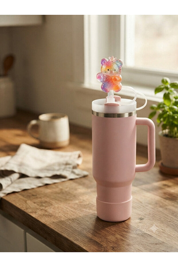 Yenigeldi 10 mm Silikon Pipet Tıpası ve Pudra Pembe Termos Taban Koruyucu Seti - Toz ve Böcek Önleyici