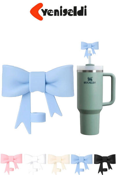 Yenigeldi 1 Adet Mavi Fiyonklu 10mm Stnly Quencher Uyumlu Silikon Pipet Toz Koruyucu Kapak
