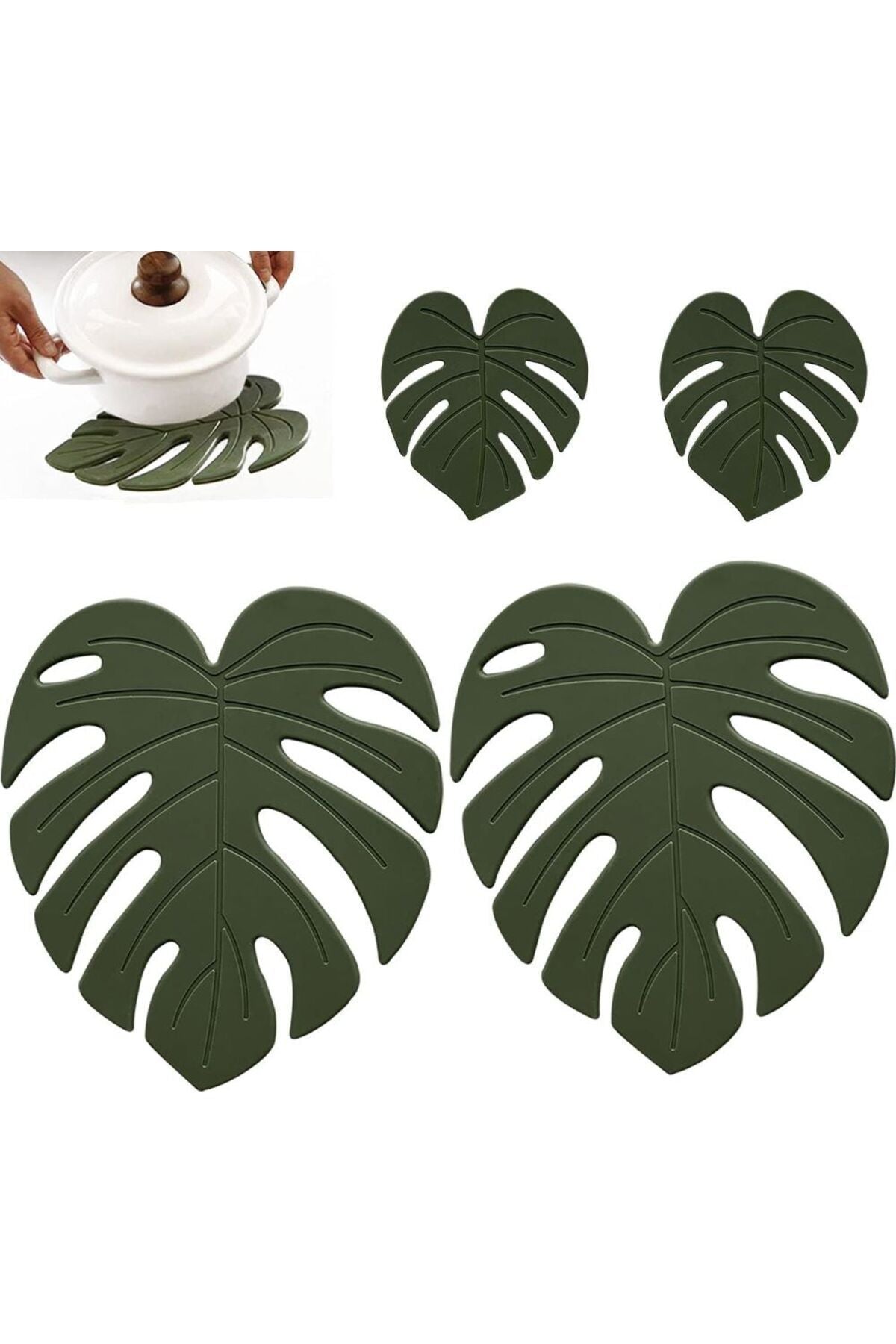 Yenigeldi 1 Adet Yaprak Silikon Çok Amaçlı Nihale Servis Isıya Dayanıklı Kaymaz Tencere Matı Trivet