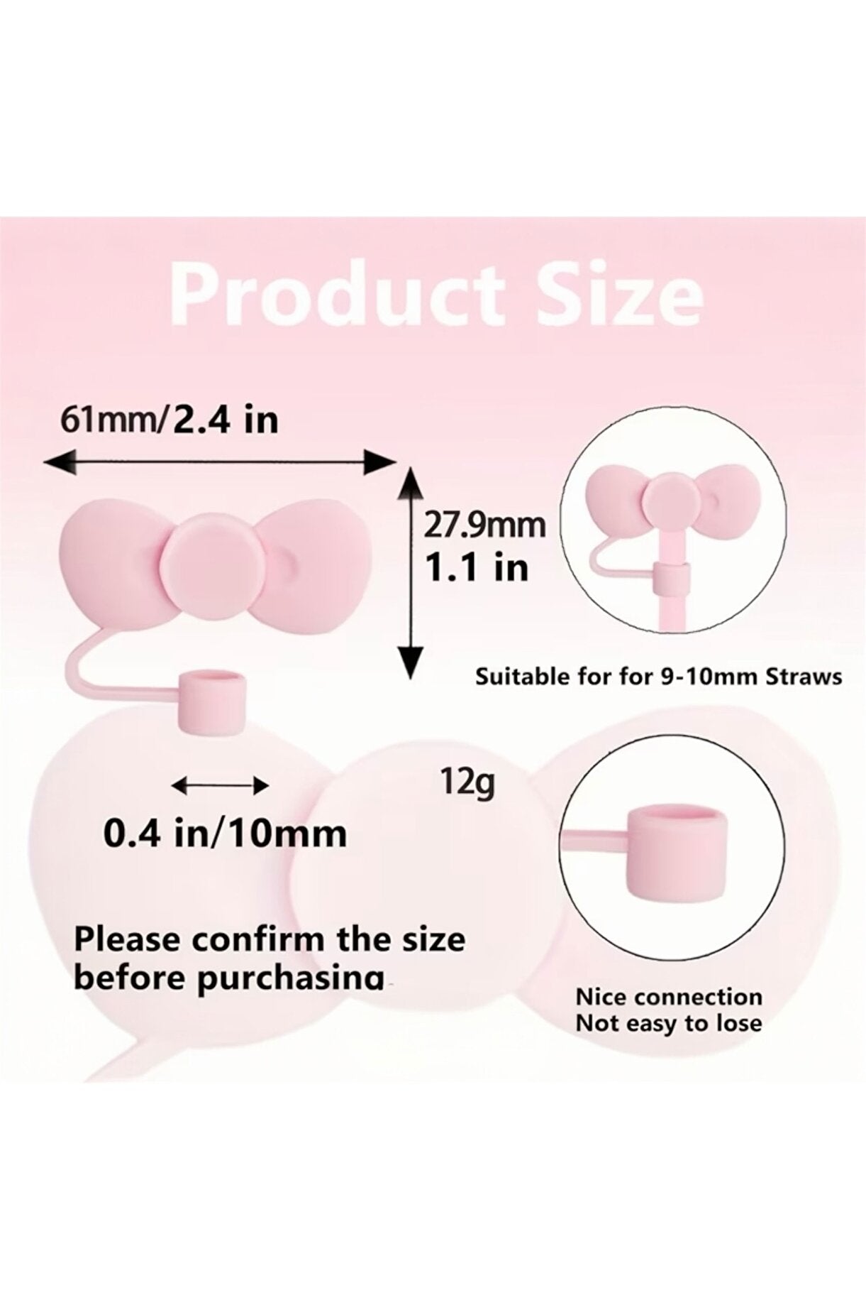 Yenigeldi 1 Adet Kawaii Tarzı Stanly Quencher için Fiyonk Pipet Başlığı - 9-10 mm Pipetlerle Uyumlu Silikon