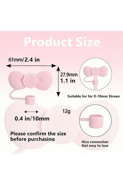 Yenigeldi 1 Adet Kawaii Tarzı Stanly Quencher için Fiyonk Pipet Başlığı - 9-10 mm Pipetlerle Uyumlu Silikon