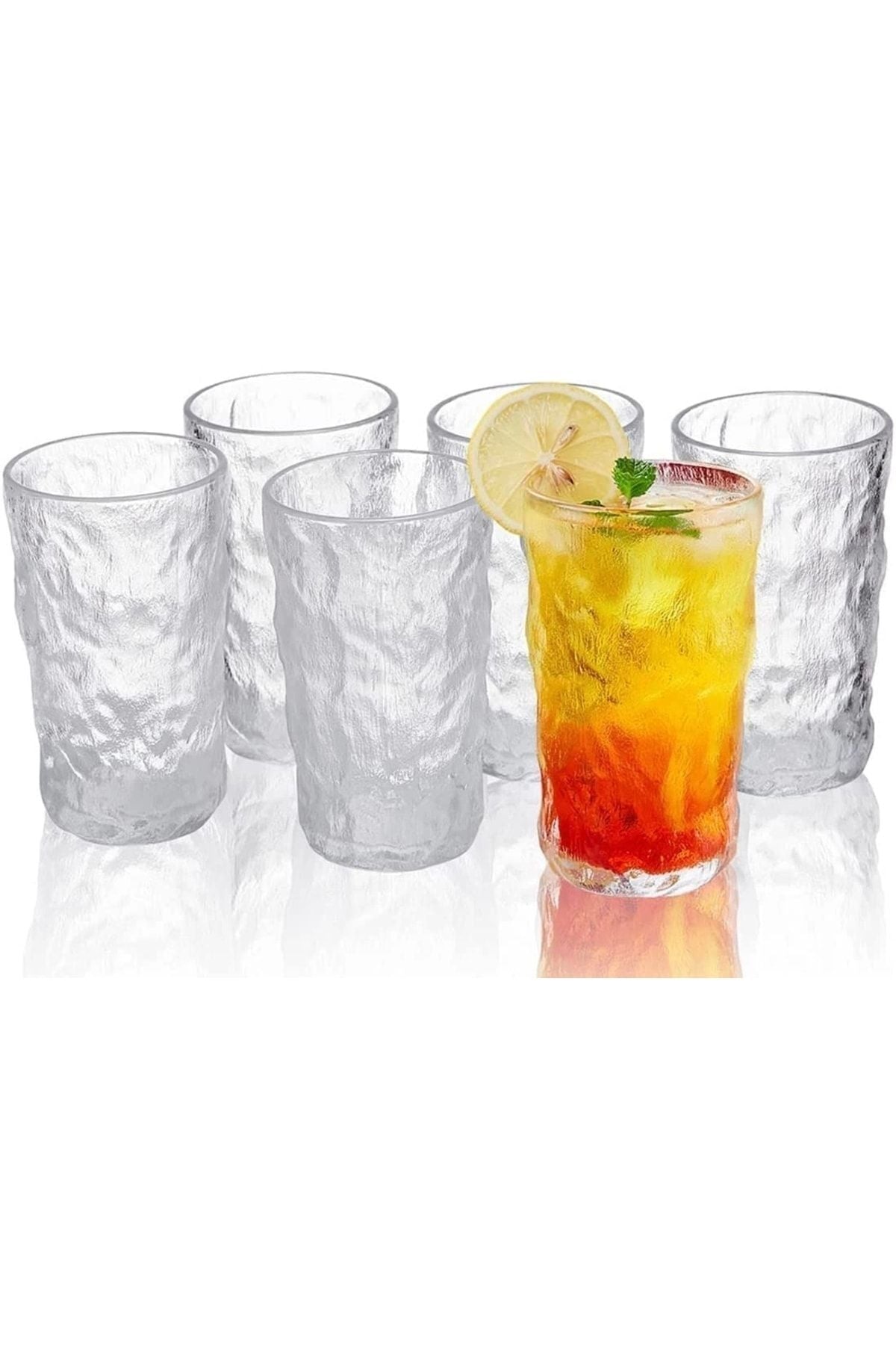 2 Adet 300ml. Italyan Cam Buzul Bardak, Buzlu Su Bardağı, Kokteyl Meyve Suyu Kahve Sunum