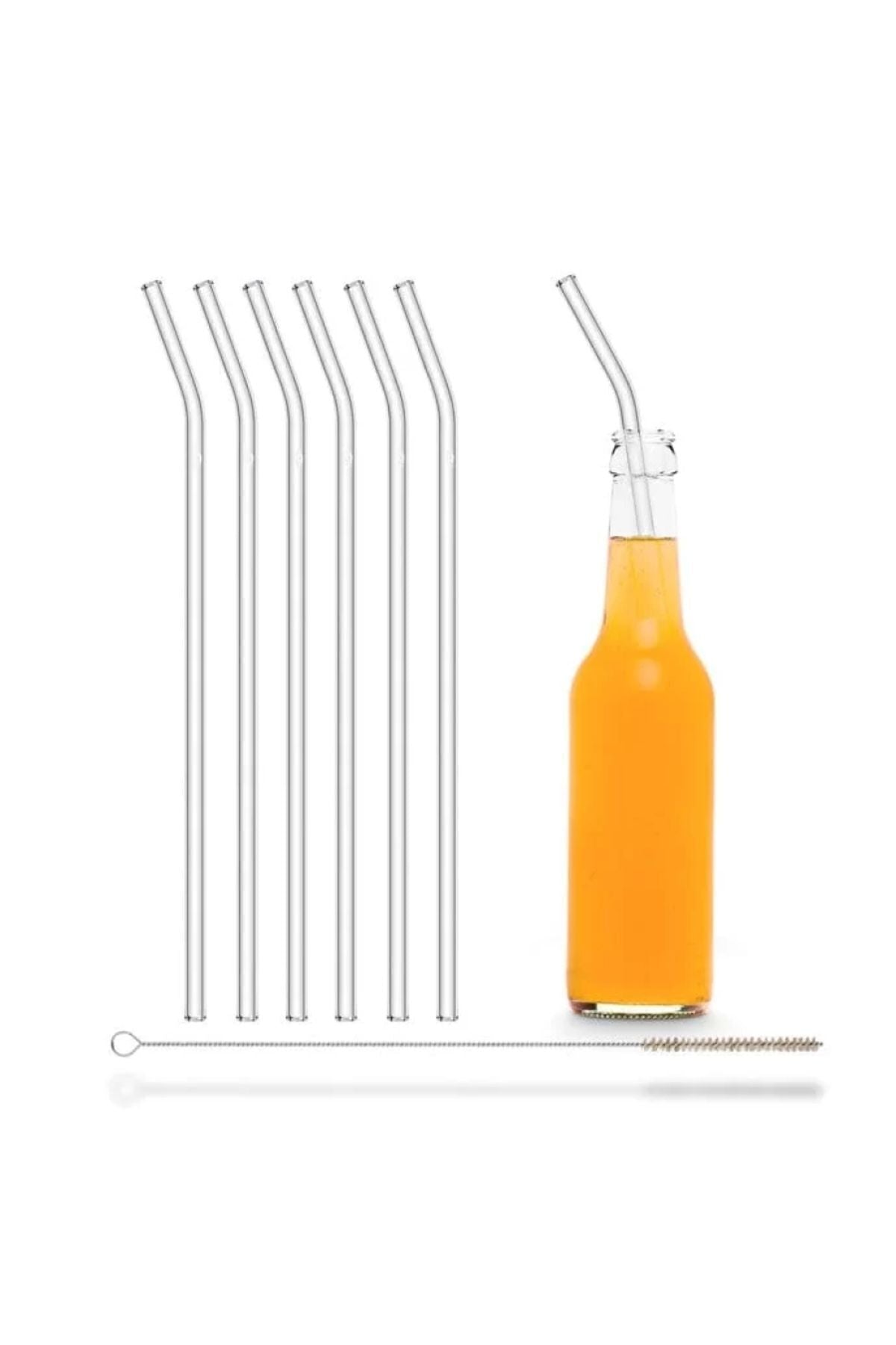 6'lı 9mm. 20cm Boyunda Cam Pipet, 1 Adet Pipet Temizleme Fırçası Ve 1 Adet Pipet Kapağı Seti
