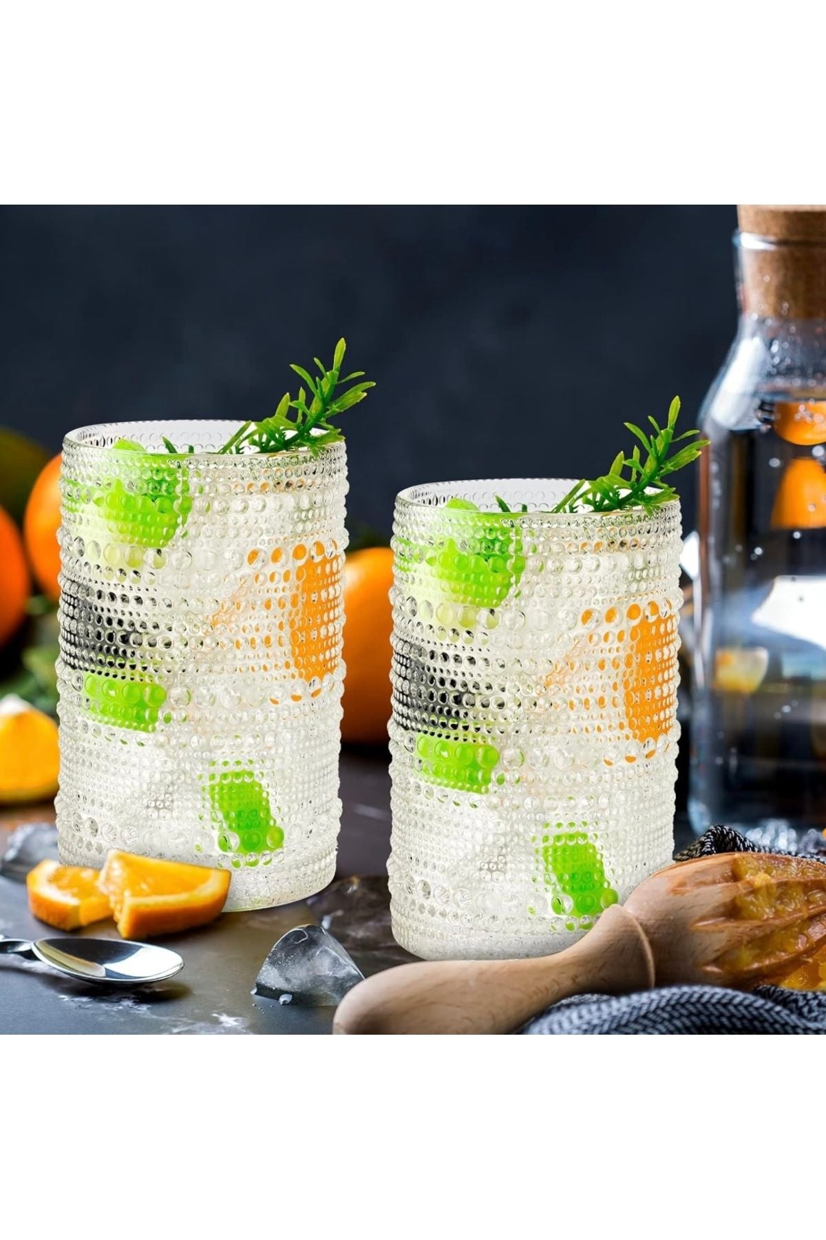 Yenigeldi 4 Adet y37 420 ml Vintage Hobnail Bardak Antika Boncuk Kabartmalı KahveViski