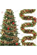 2 Adet 1.7m Cicili Bicili Yılbaşı Püskül Metalik Noel Ağacı Parlak Çelenk Süslemeleri (kırmızı Yeşil