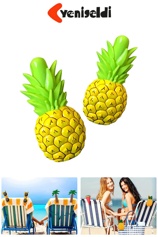 2 Adet Ananas Plaj Havlu Mandal Klipsi – Rüzgara Dayanıklı, Güçlü Tutuş ve Eğlenceli Tasarım