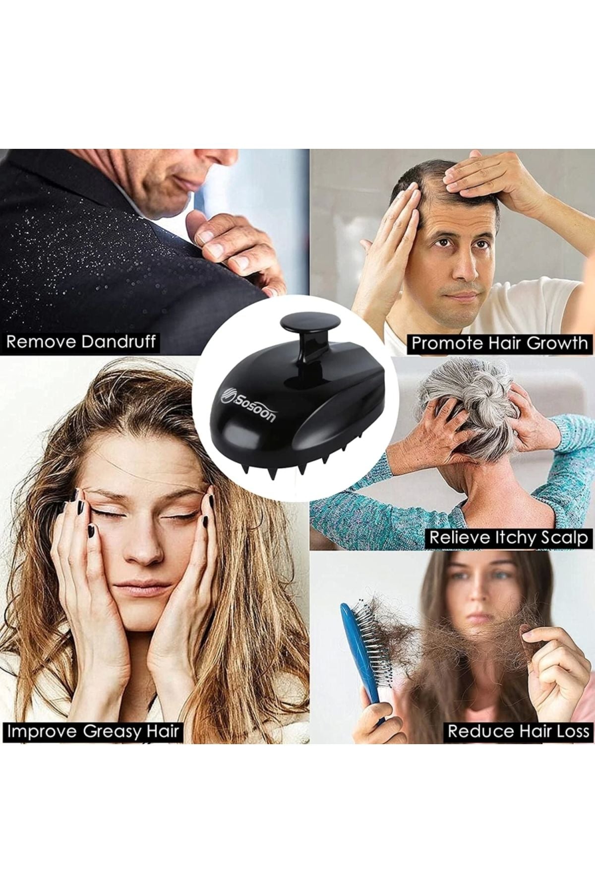 Yumuşak Silikon Saç Derisi Masajı Şampuan Fırçası,saç Derisi Stres Için Baş Masajı Duş Saç Fırçası