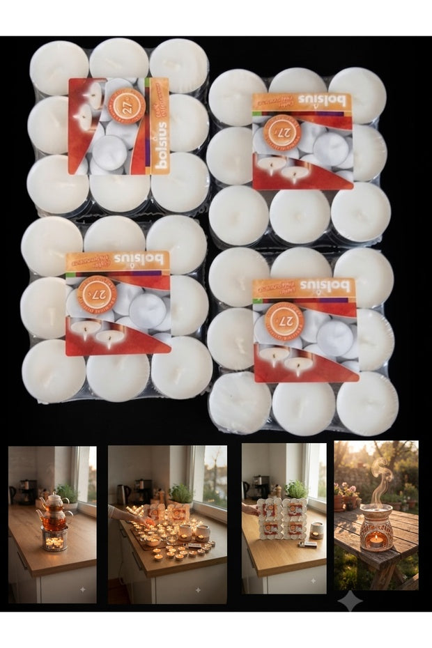 Yenigeldi Bolsius 4 Paket (27'li Tealight Mum )– 3.5-4 Saat Yanma Süreli Sağlık ve Güvenlik Sertifikalı Polonya Mumu
