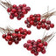 Yenigeldi 2 Demet ( Bir Demetinde : 6 Adet Vardır ) Mini Uğur Kokina Red Berry Yılbaşı Süsü Dekor Süs T108