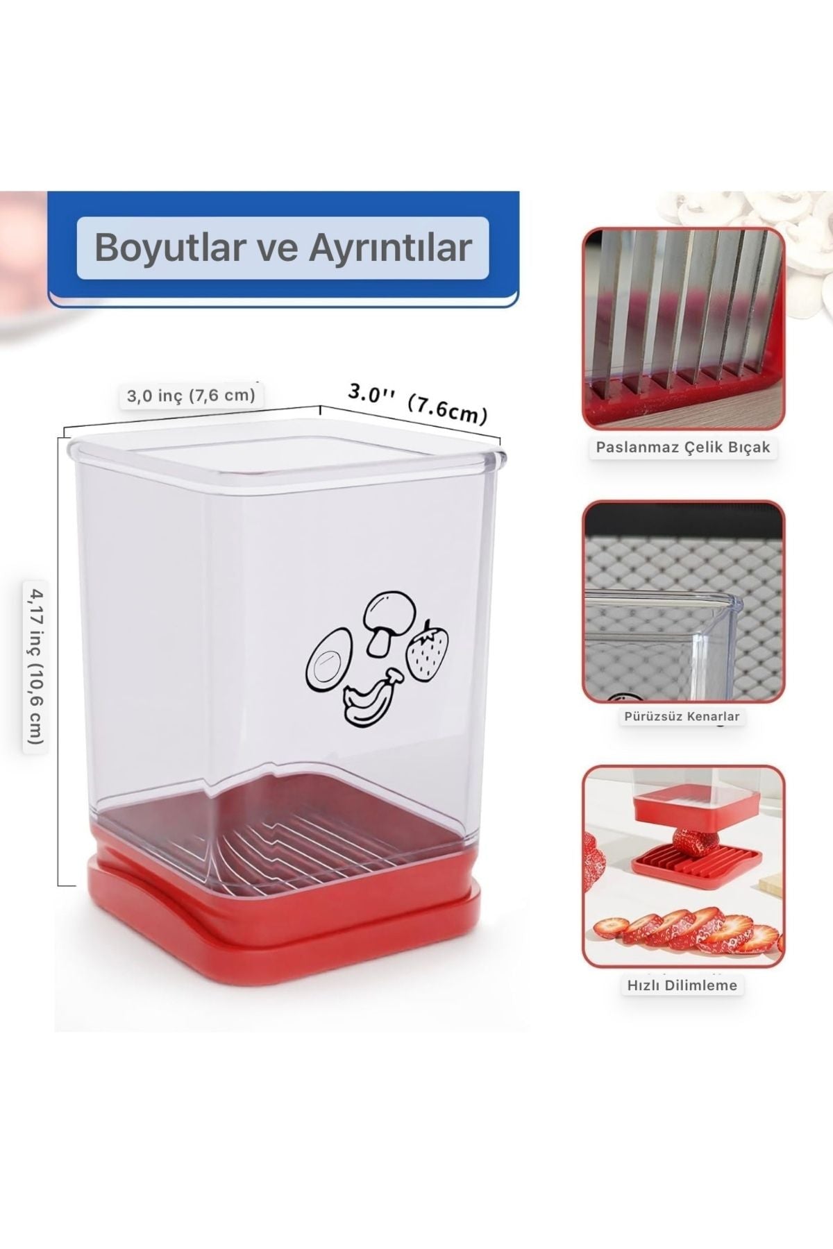 Yenigeldi 2 Adet Meyve Sebze Dilimleme Paslanmaz Çelik Bardak Dilimleme Yumurta Dilimleme