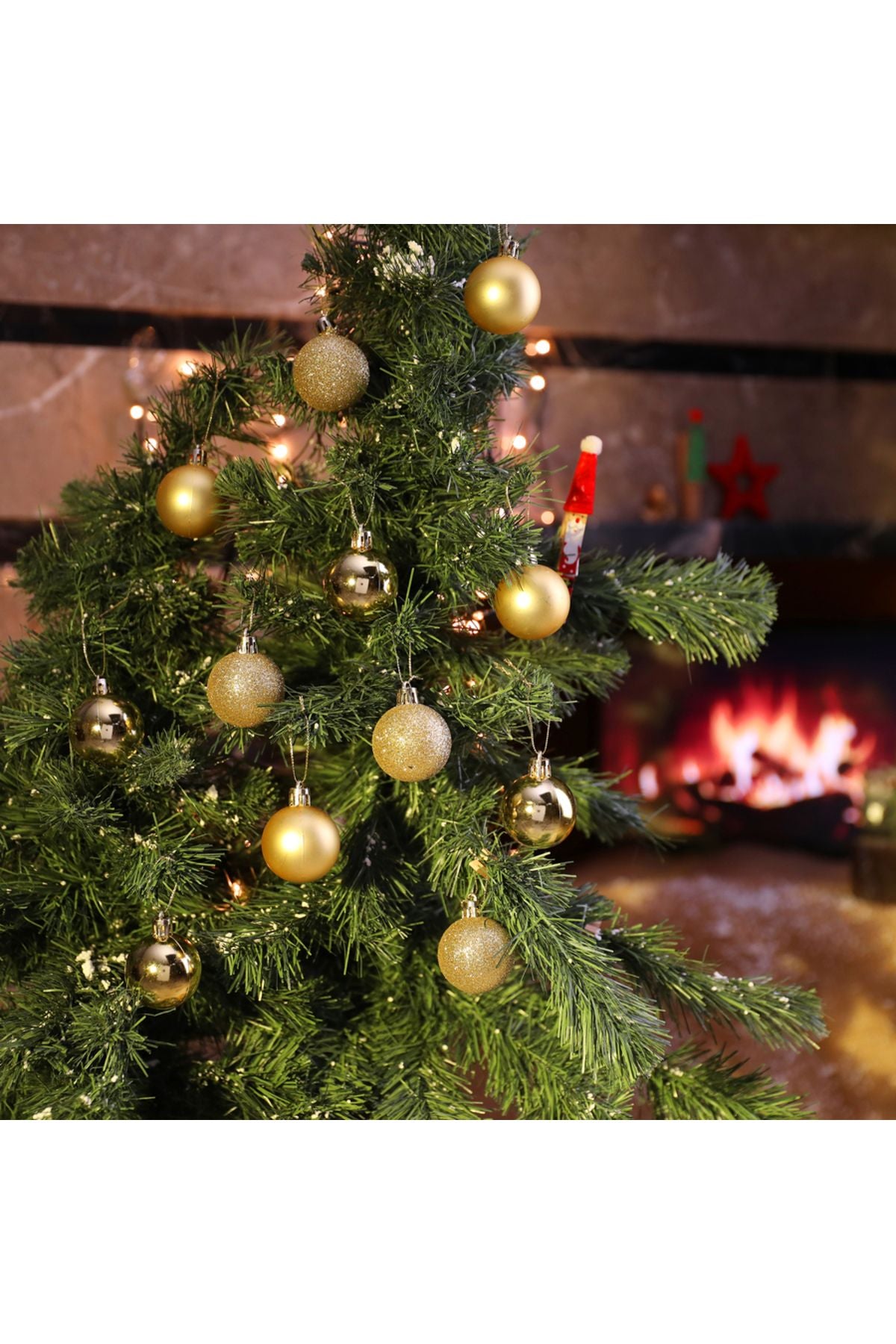 12'li Gold 4 Cm Yılbaşı Topu, Noel Topu,çam Ağacı Topu, Süs Topu