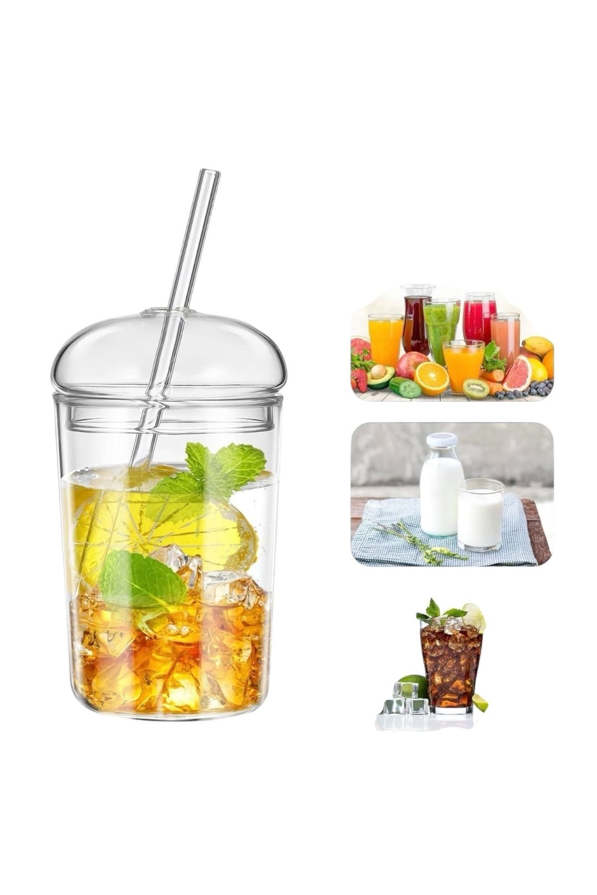 2 Adet Y39 450 ml Kubbe Kubbe Kapaklı Isıya Dayanıklı (2 Adet 6mm Pipet Kapağı )