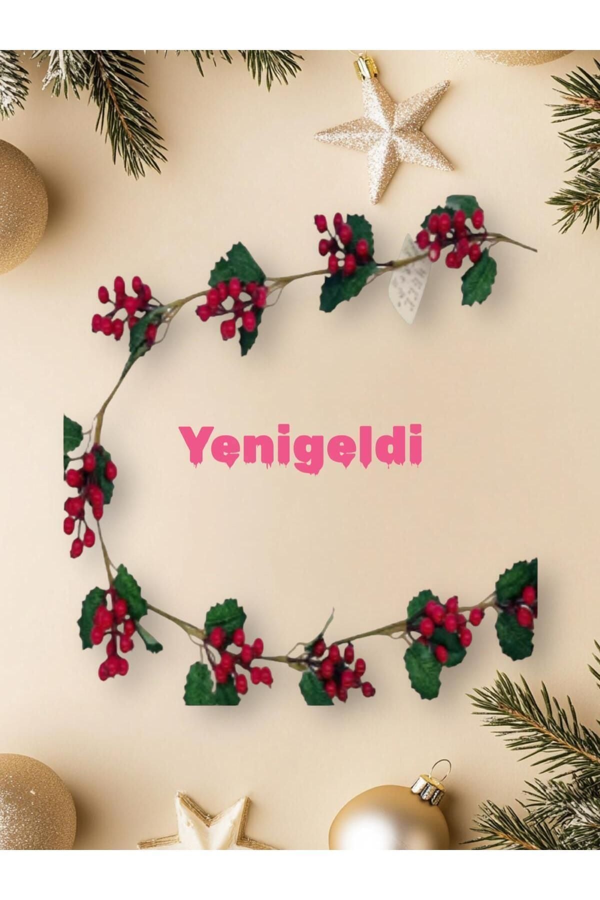 Yenigeldi 1 Adet 1,5 metre Sarmaşık Uğur Kokina Red Berry Yılbaşı Süsü Yeni Yıl Süs t1171