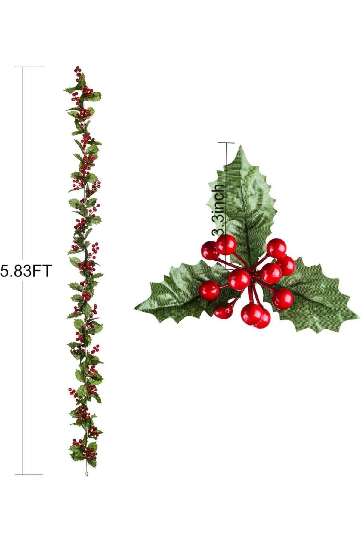 Yenigeldi 2 Adet Kokina Red Berry Yılbaşı Çelenk, Ev Şömine Parti Kış Noel Yılbaşı Süsü