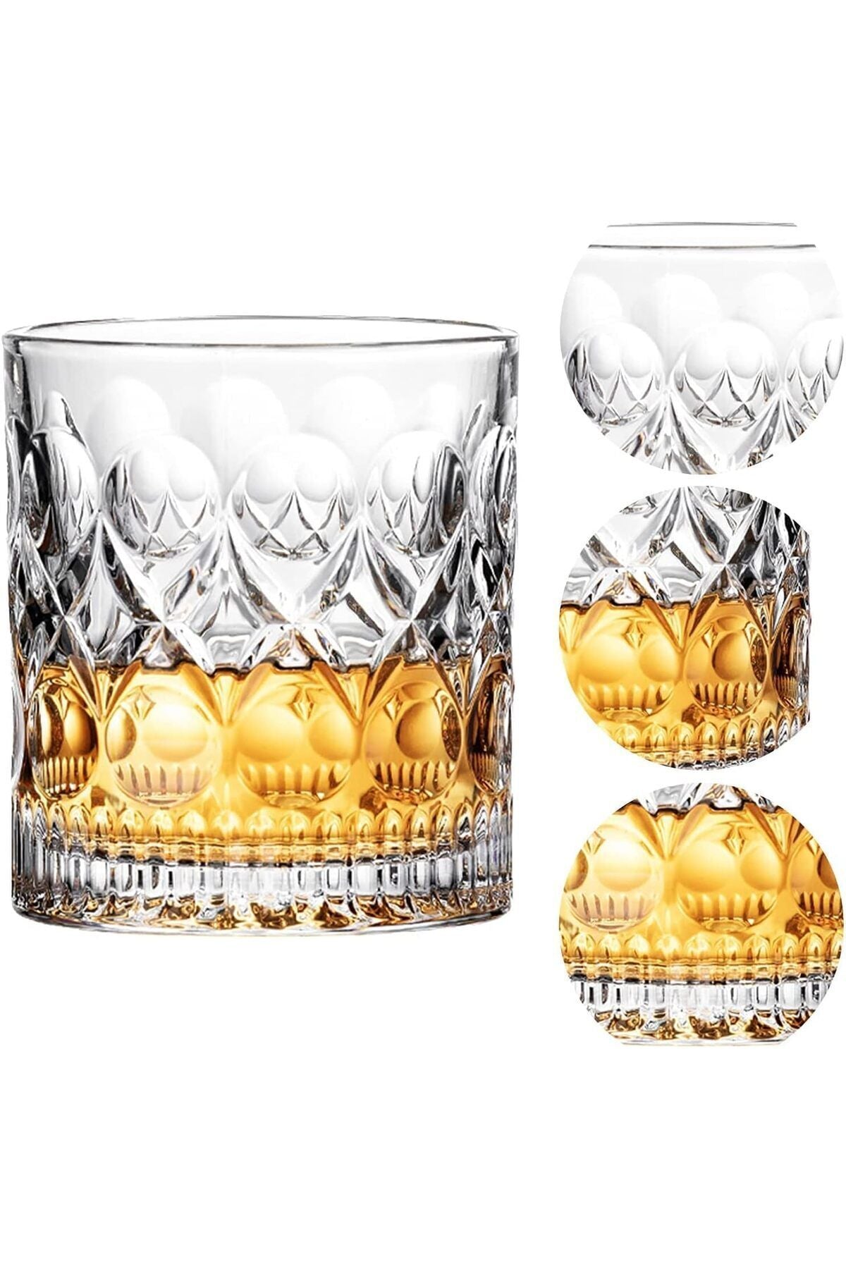 2 Adet Vintage Ağır Cam Viski Burbon Kokteyl Bardağı Kristal Kesim Bardak Y93