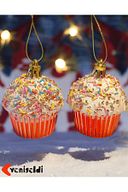 Yenigeldi Kırmızı 6 Cm Cupcake Parti Süslemeleri , Yılbaşı Ağacı Cupcake Yeni Yıl Doğum Günü Partisi Süsü T-74