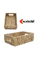Yenigeldi (YÜKSEKLİĞİ:10*GENİŞLİĞİ:20*UZUNLUĞU:28 CM) 1 Adet Küçük Hasır Sepet Yen2400361