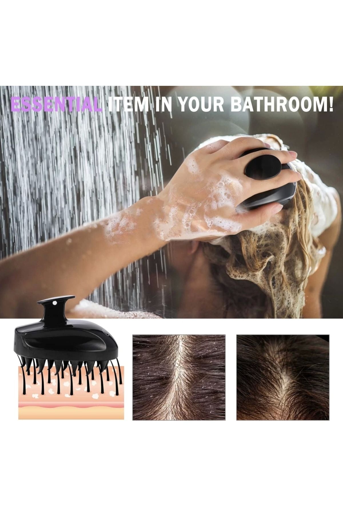 Yumuşak Silikon Saç Derisi Masajı Şampuan Fırçası,saç Derisi Stres Için Baş Masajı Duş Saç Fırçası