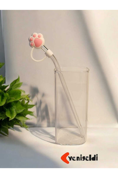 Yenigeldi (6MM) Silikon Pipet Başlıklı Pipet Ve Kare Uzun Kokteyl Kahve Bardağı