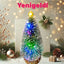 Yenigeldi 15-18 Cm Kendinden Işıklı Işıklı Masaüstü Yılbaşı Ağacı Çok Renkli Led Işıklar Ahşap Tabanlı
