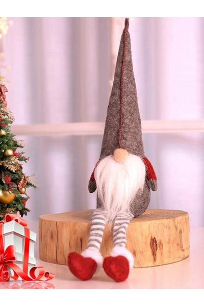 1 Adet 35 cm Gri Uzun Şapkalı Gnome Tomte Şans Cücesi Yılbaşı Süsü Parti Dekorasyon SüS