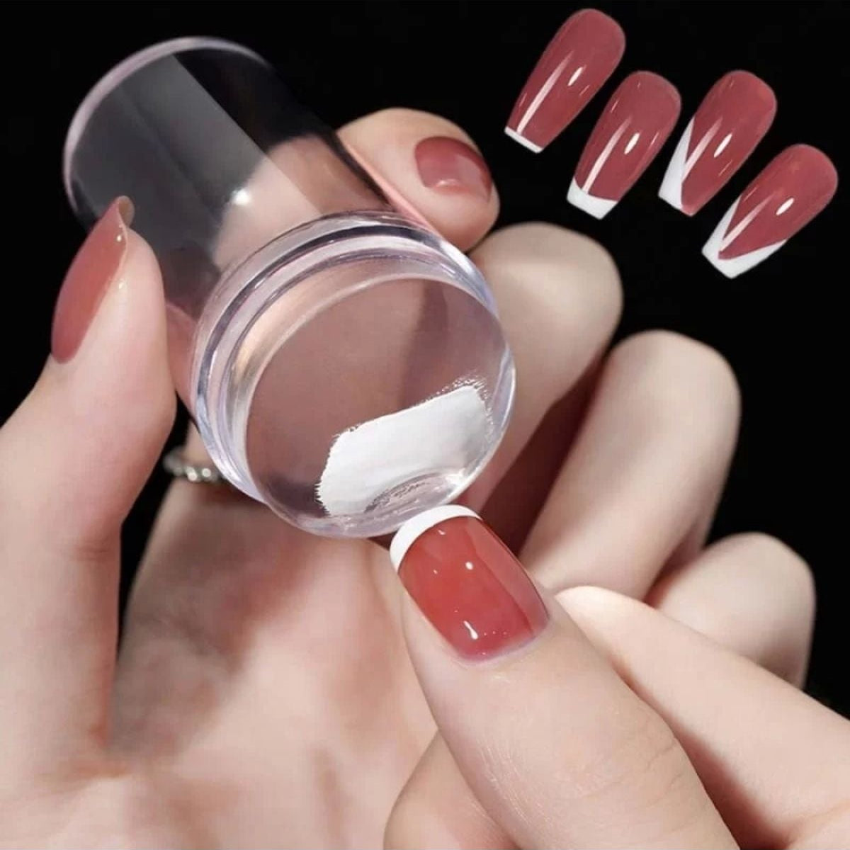 Yenigeldi Silikon Oje Şekillendiricisi, Tırnak Süs Damgalama Aleti, French Nail Stamper