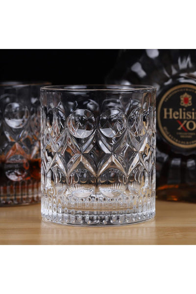 2 Adet Vintage Ağır Cam Viski Burbon Kokteyl Bardağı Kristal Kesim Bardak Y93