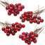 Yenigeldi 4 Demet ( Bir Demeti : 6 Adet ) Mini Uğur Kokina Red Berry Yılbaşı Süsü Dekor Süs T109