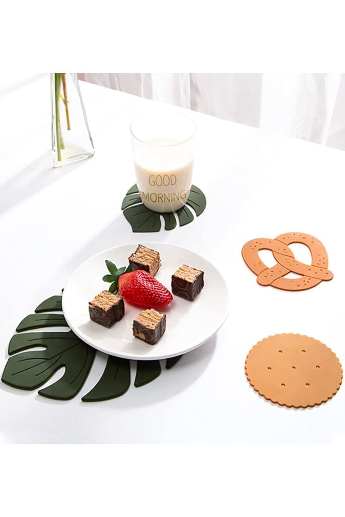 Yenigeldi 1 Adet Yaprak Silikon Çok Amaçlı Nihale Servis Isıya Dayanıklı Kaymaz Tencere Matı Trivet